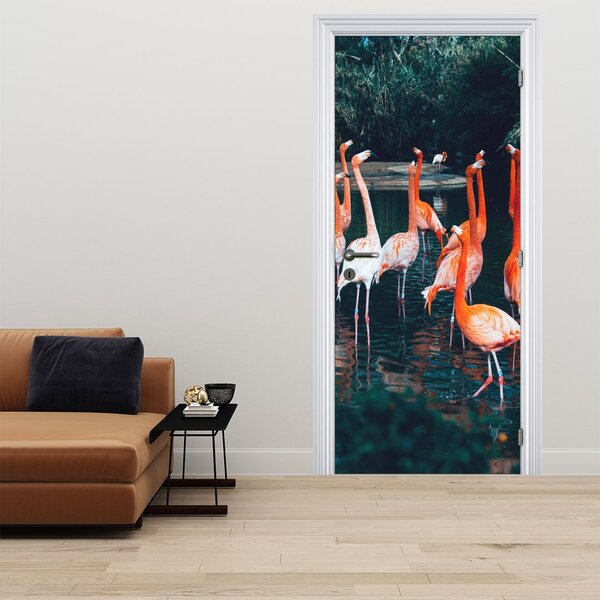 Foto tapeta za vrata - Jato flamingosa (95x205cm)