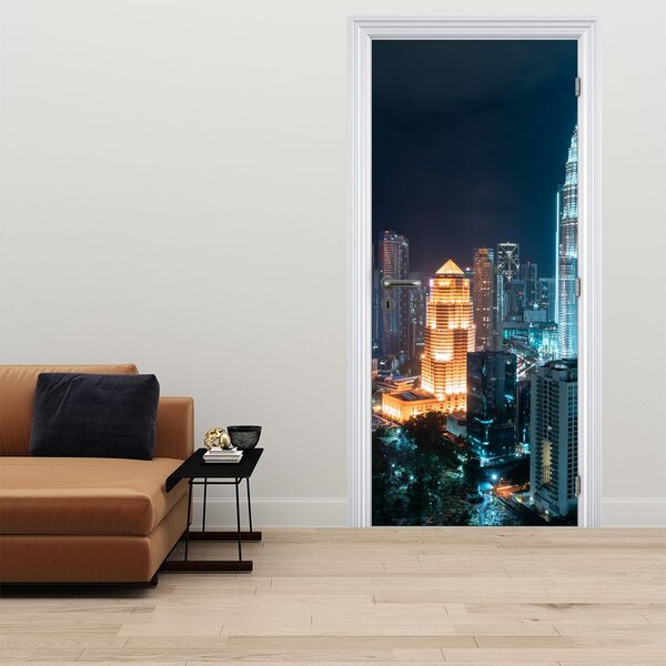 Foto tapeta za vrata - Noć u Kuala Lumpuru (95x205cm)