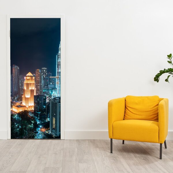 Foto tapeta za vrata - Noć u Kuala Lumpuru (95x205cm)