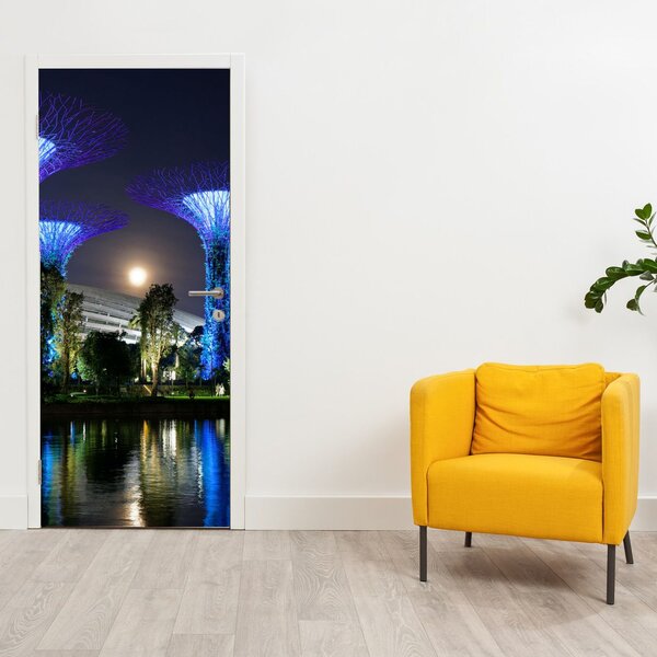 Foto tapeta za vrata - Pun mjesec u Singapurskim vrtovima (95x205cm)