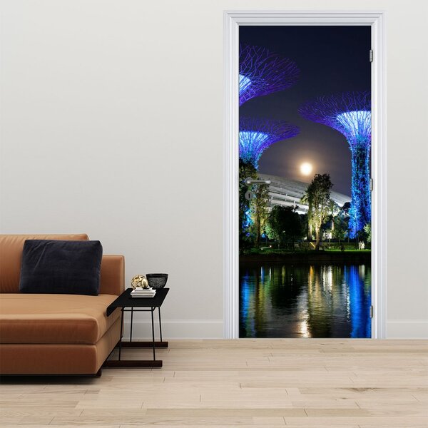Foto tapeta za vrata - Pun mjesec u Singapurskim vrtovima (95x205cm)