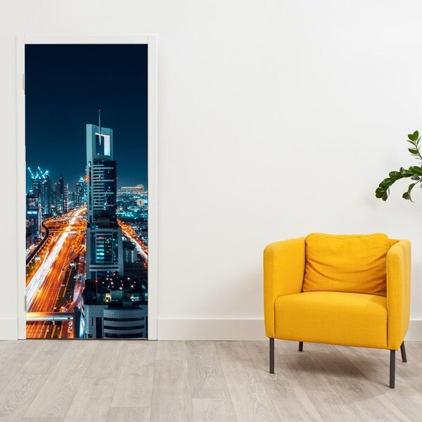 Foto tapeta za vrata - Dubaj noću (95x205cm)