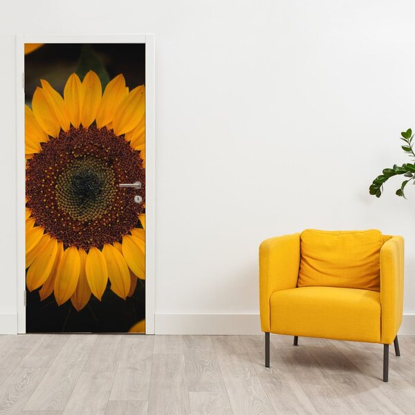 Foto tapeta za vrata - Suncokreti i latice cvijeća (95x205cm)