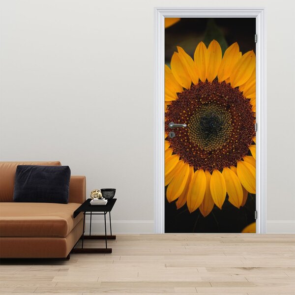 Foto tapeta za vrata - Suncokreti i latice cvijeća (95x205cm)