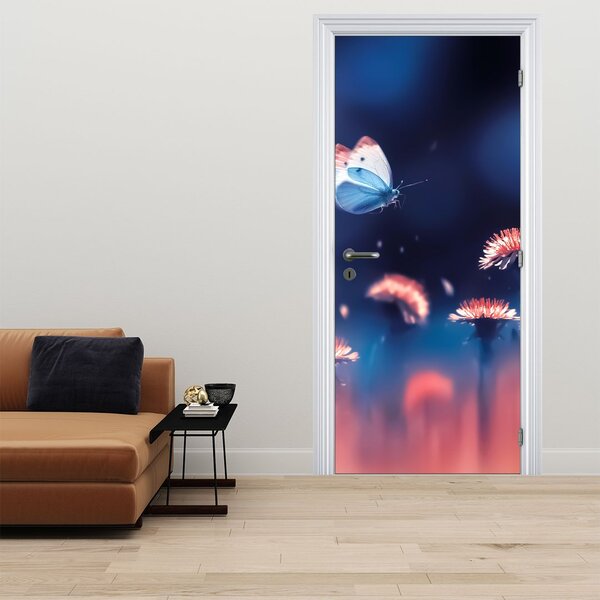 Foto tapeta za vrata - Maslačak s plavim leptirom (95x205cm)