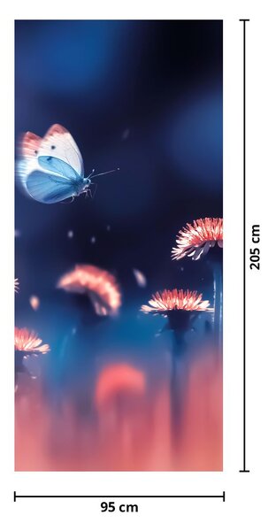 Foto tapeta za vrata - Maslačak s plavim leptirom (95x205cm)