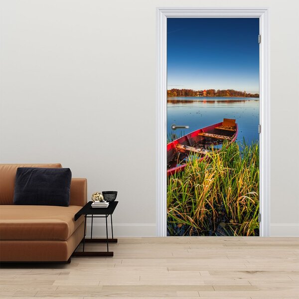 Foto tapeta za vrata - Crvena brodica (95x205cm)