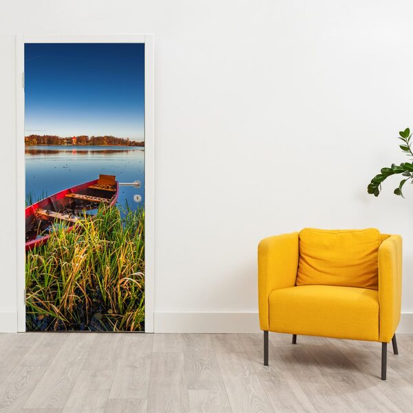 Foto tapeta za vrata - Crvena brodica (95x205cm)