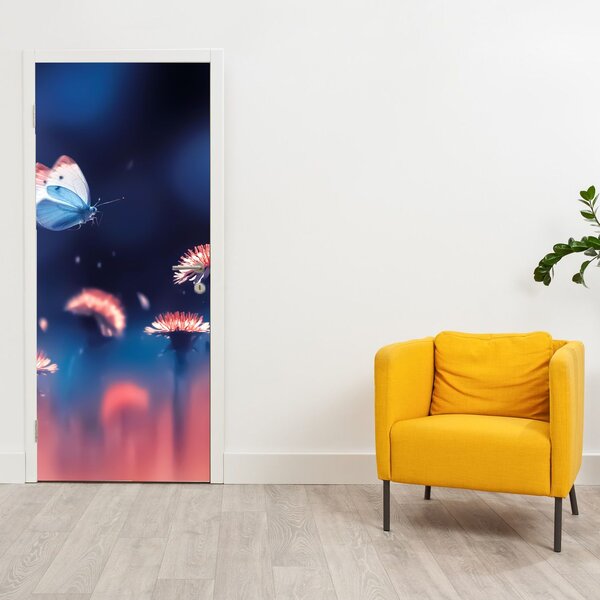 Foto tapeta za vrata - Maslačak s plavim leptirom (95x205cm)