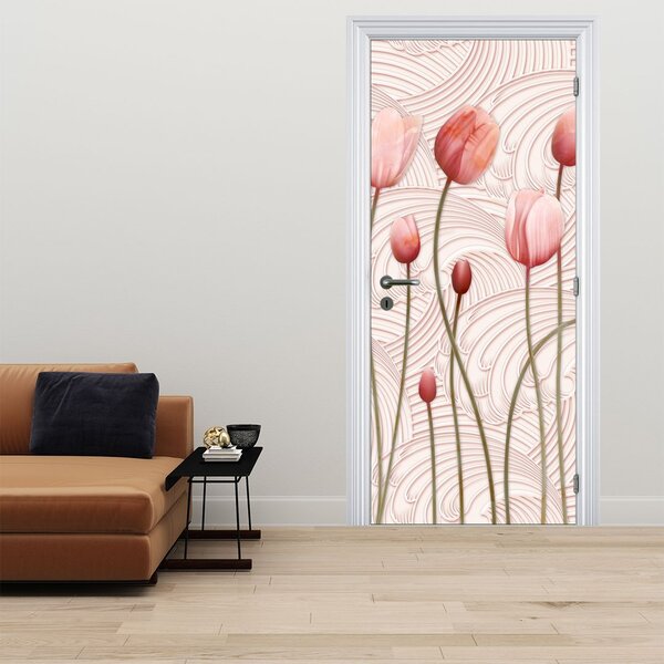 Foto tapeta za vrata - Ružičasti tulipani (95x205cm)