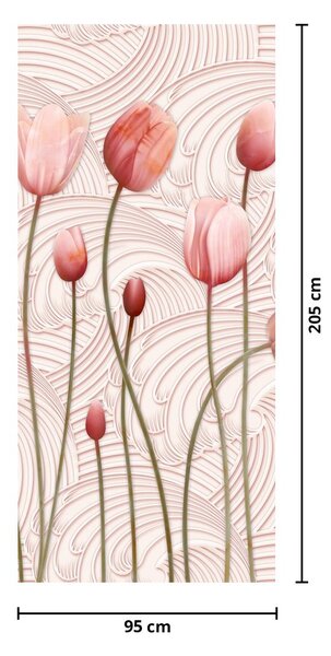Foto tapeta za vrata - Ružičasti tulipani (95x205cm)