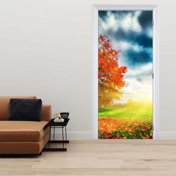 Foto tapeta za vrata - Pejzaž okupan sunčevom svjetlošću (95x205cm)