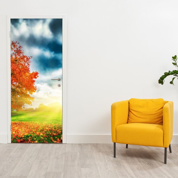Foto tapeta za vrata - Pejzaž okupan sunčevom svjetlošću (95x205cm)