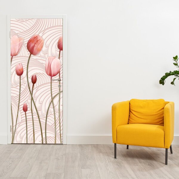 Foto tapeta za vrata - Ružičasti tulipani (95x205cm)
