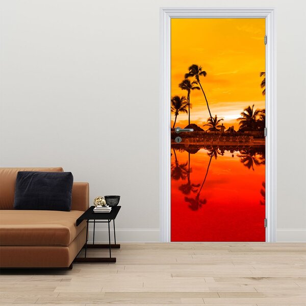Foto tapeta za vrata - Zalazak sunca iznad resorta (95x205cm)