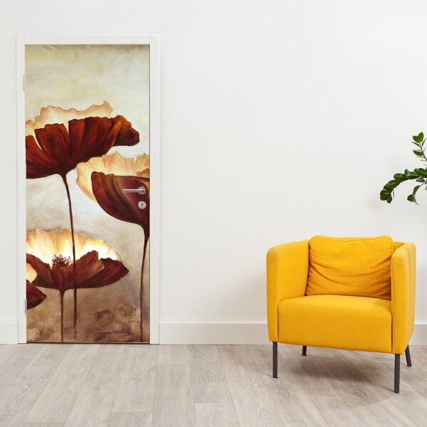 Foto tapeta za vrata - Crveno cvijeće (95x205cm)