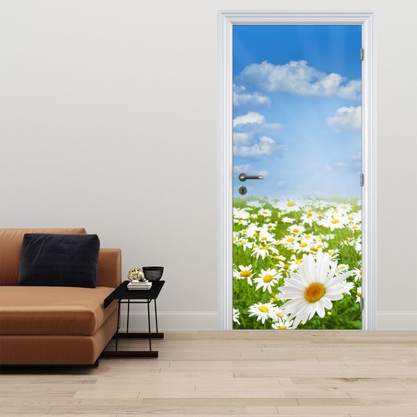 Foto tapeta za vrata - Cvatuća livada s tratinčicama (95x205cm)