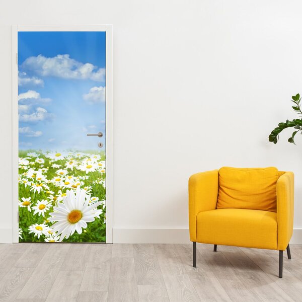 Foto tapeta za vrata - Cvatuća livada s tratinčicama (95x205cm)