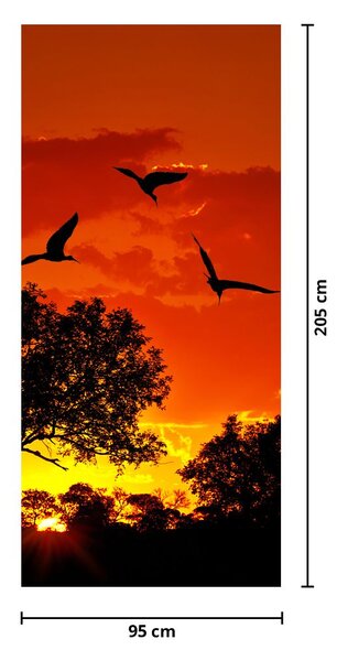 Foto tapeta za vrata - Ptice na zalasku sunca (95x205cm)