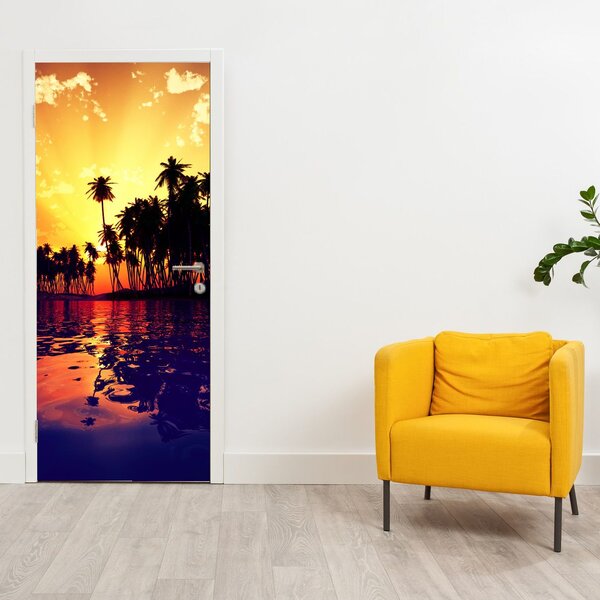 Foto tapeta za vrata - Otok u zalasku sunca (95x205cm)