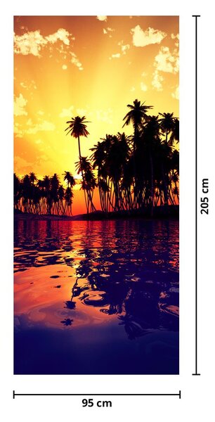 Foto tapeta za vrata - Otok u zalasku sunca (95x205cm)
