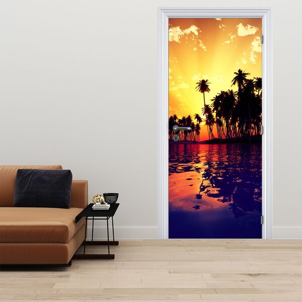 Foto tapeta za vrata - Otok u zalasku sunca (95x205cm)