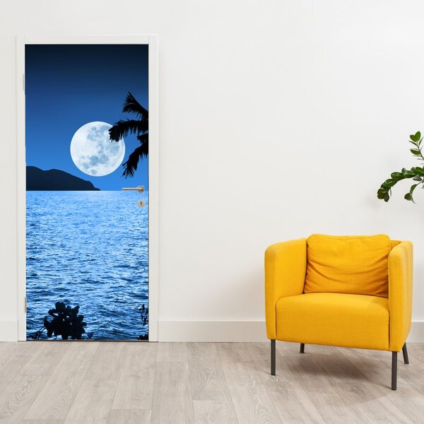 Foto tapeta za vrata - Mjesec iznad mora (95x205cm)