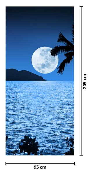 Foto tapeta za vrata - Mjesec iznad mora (95x205cm)