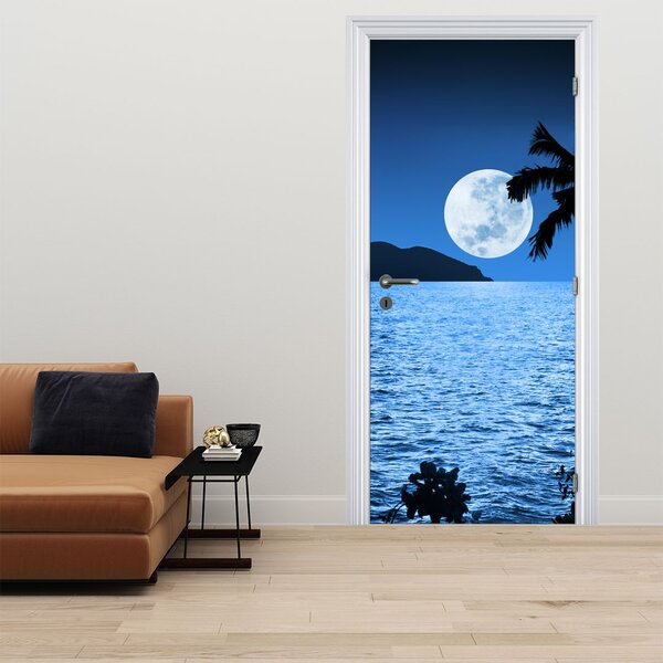 Foto tapeta za vrata - Mjesec iznad mora (95x205cm)