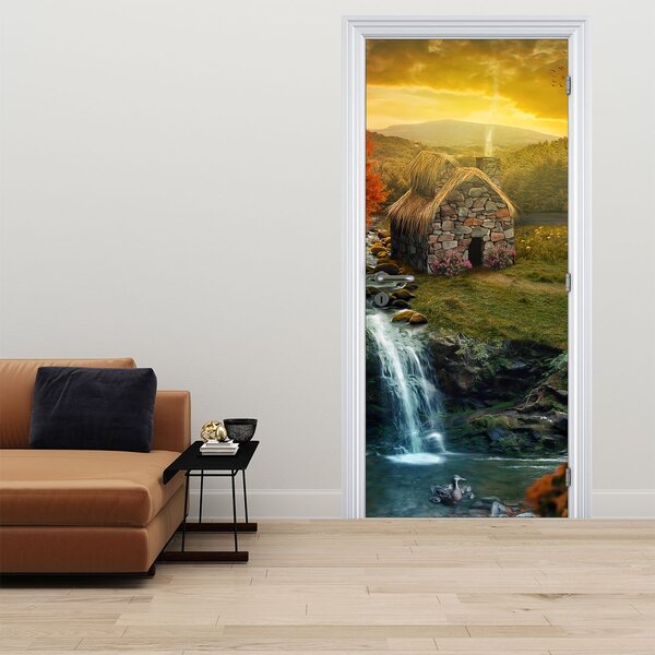 Foto tapeta za vrata - Kućica u vilinskom krajoliku (95x205cm)