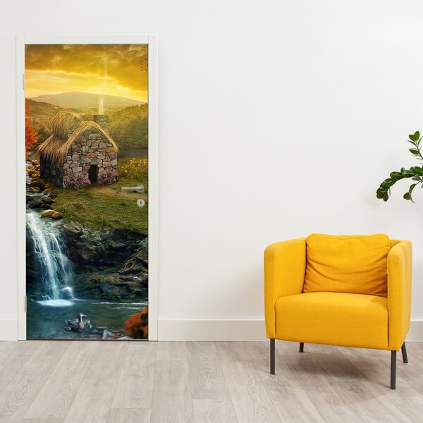 Foto tapeta za vrata - Kućica u vilinskom krajoliku (95x205cm)