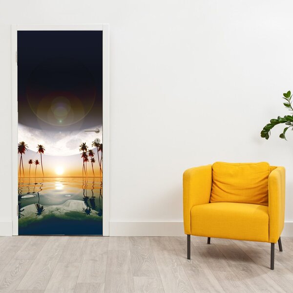 Foto tapeta za vrata - Mjesec nad palmama (95x205cm)