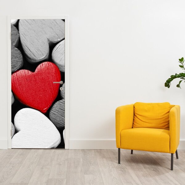 Foto tapeta za vrata - Drvena srca (95x205cm)