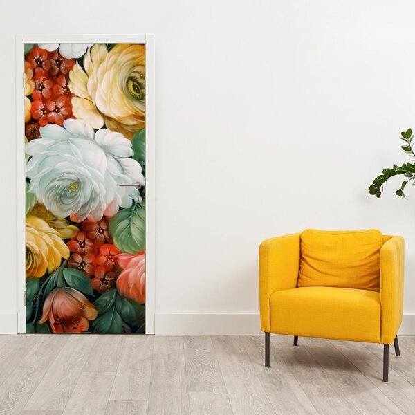 Foto tapeta za vrata - Oslikani buket cvijeća (95x205cm)