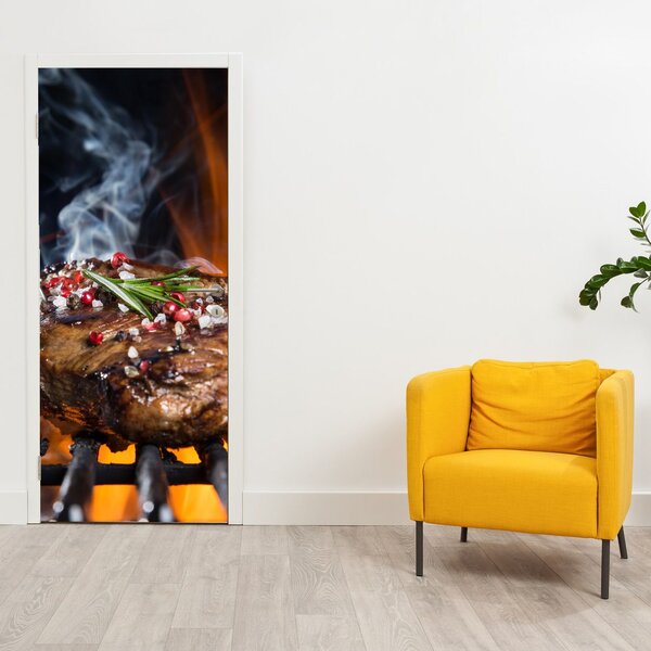 Foto tapeta za vrata - Odrezak na roštilju (95x205cm)