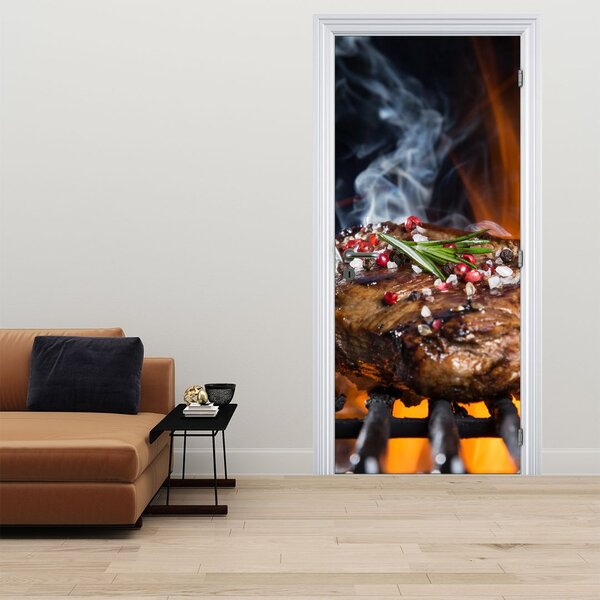 Foto tapeta za vrata - Odrezak na roštilju (95x205cm)