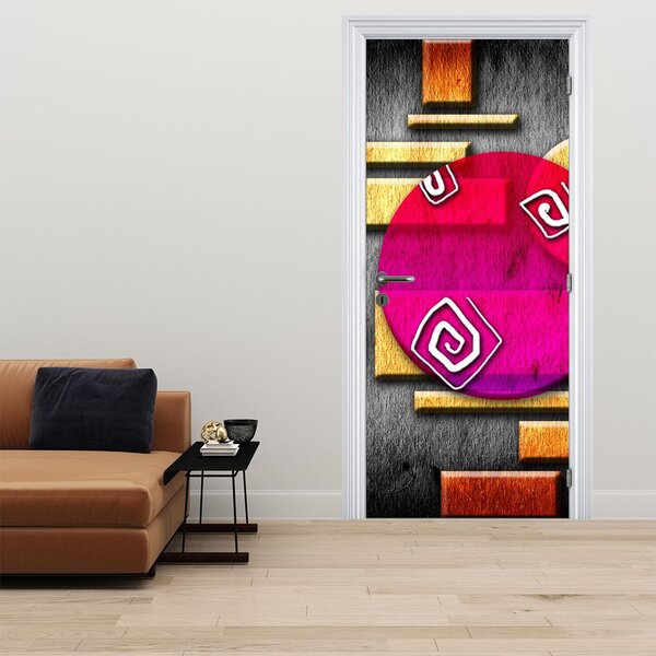 Foto tapeta za vrata - Apstrakcija s povijesnim simbolima (95x205cm)