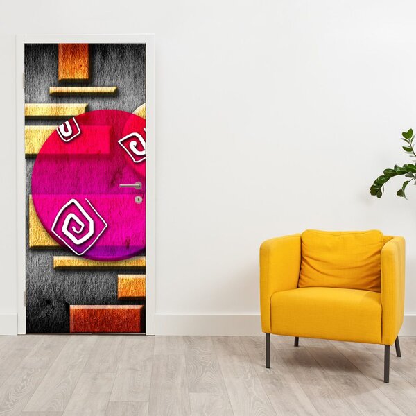 Foto tapeta za vrata - Apstrakcija s povijesnim simbolima (95x205cm)
