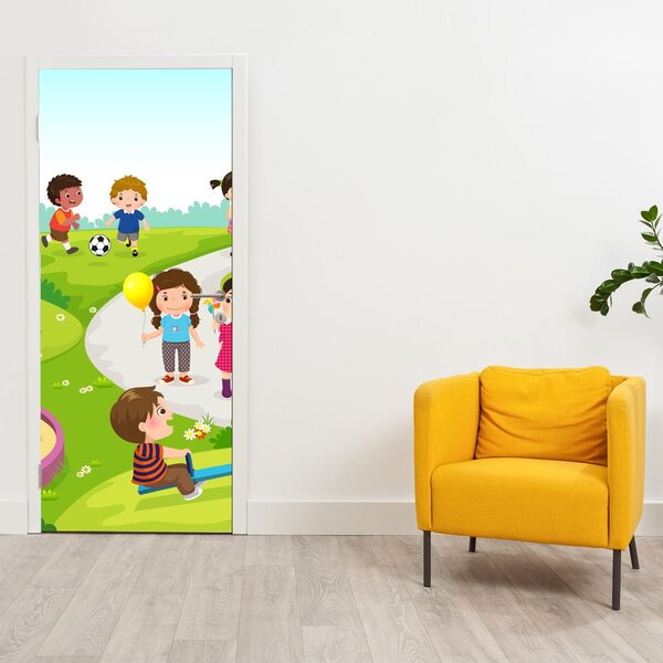 Foto tapeta za vrata - Dječja zabava u pješčaniku (95x205cm)