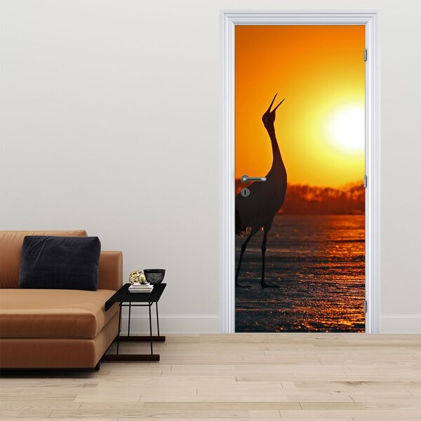 Foto tapeta za vrata - Ptice na zalasku sunca (95x205cm)