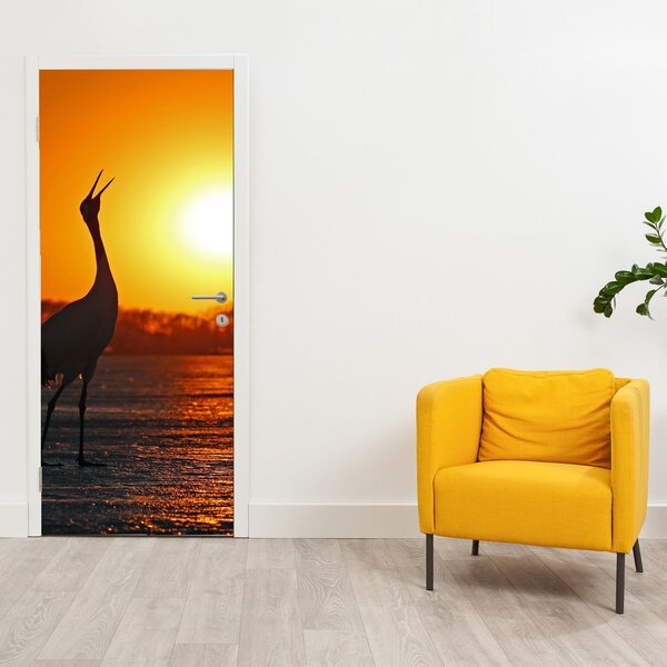 Foto tapeta za vrata - Ptice na zalasku sunca (95x205cm)