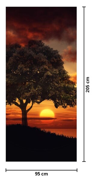 Foto tapeta za vrata - Drvo sa zalaskom sunca (95x205cm)