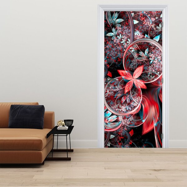 Foto tapeta za vrata - Apstrakcija egzotičnih cvijetova (95x205cm)