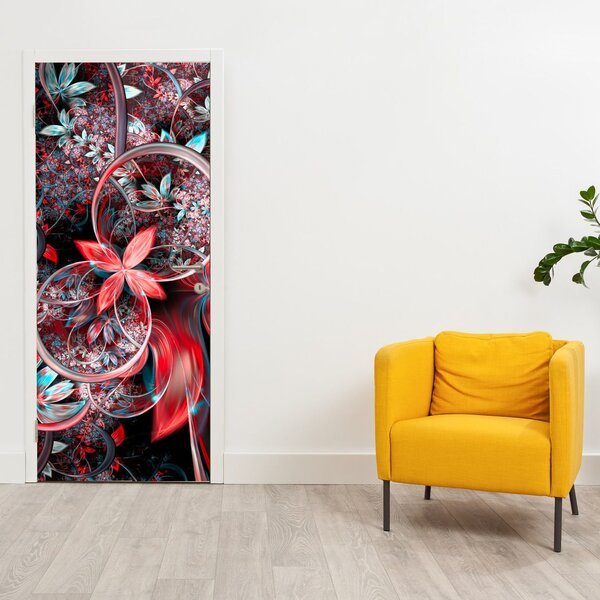 Foto tapeta za vrata - Apstrakcija egzotičnih cvijetova (95x205cm)