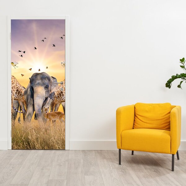 Foto tapeta za vrata - Afričke životinje (95x205cm)
