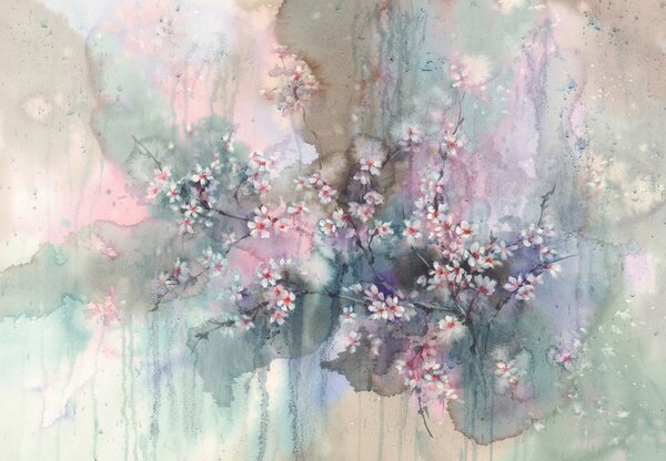Foto tapeta - Sakura, akvarel (147x102 cm)