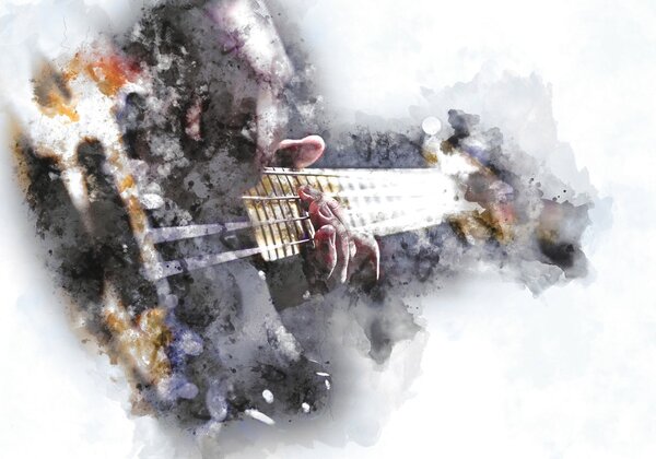 Foto tapeta - Gitara, akvarel (147x102 cm)