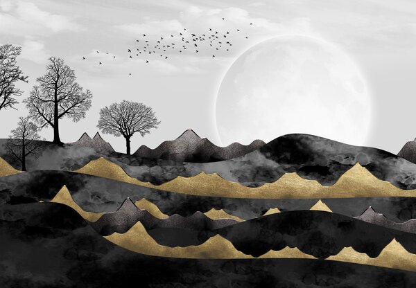 Foto tapeta - Planine u punom mjesecu (147x102 cm)