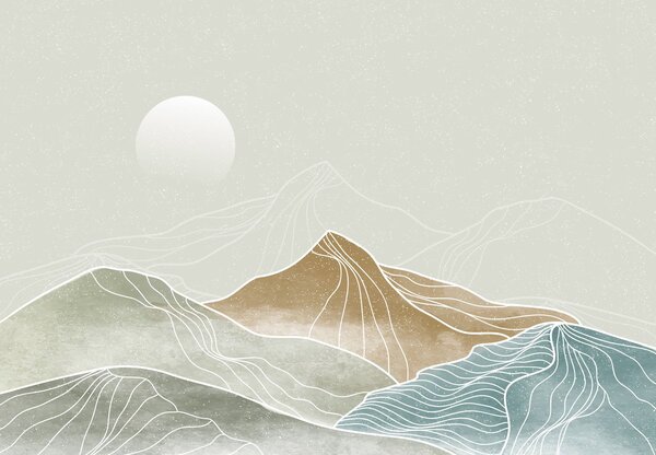 Foto tapeta - Planine s linijama, grafika (147x102 cm)