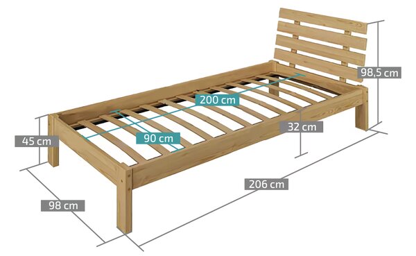 Krevet PARIS povišen 90 x 200 cm, bijeli Podnica: Bez podnice, Madrac: Bez madraca